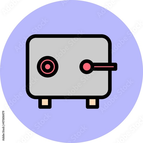 Safe box Line Filled Circle Vector Icon Design