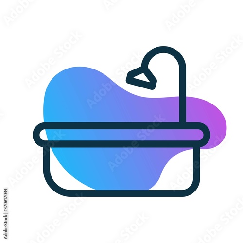 Bathtub Line Bubble Gradient Vector Icon Design