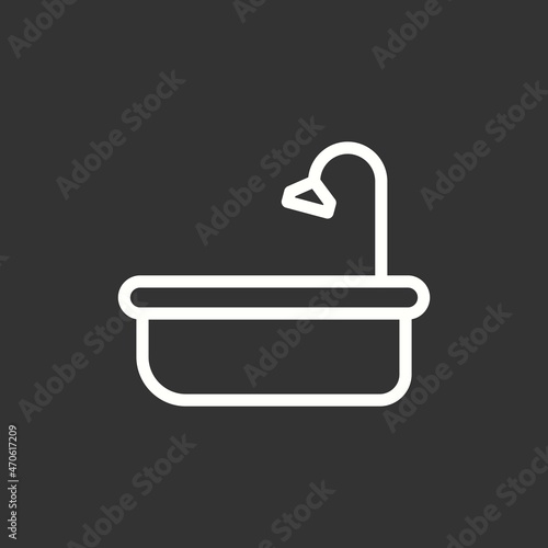  Bathtub Line Inverted Vector Icon Design