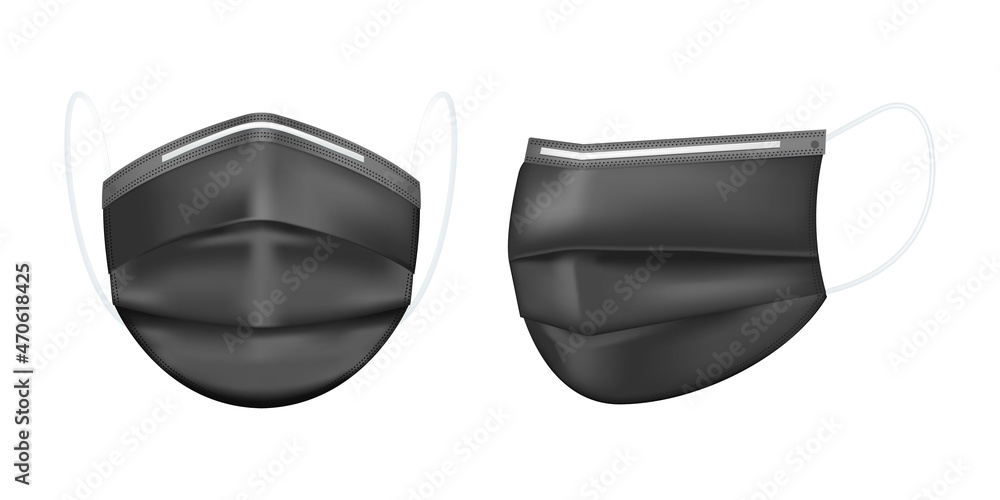 Realistic medical face mask. Details 3d medical mask. Different angles