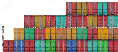 Patten of shipping transport containers over white
