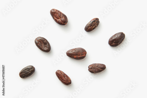Few aromatic fresh cocoa beans