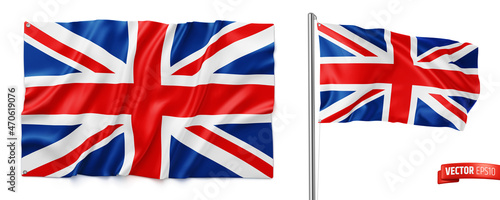 Fotografie, Obraz Vector realistic illustration of United Kingdom flags on a white background