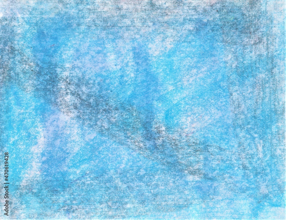 Abstract blue background. Rough lines, texture. Pastel drawing. Background for the cover of a notebook, laptop.