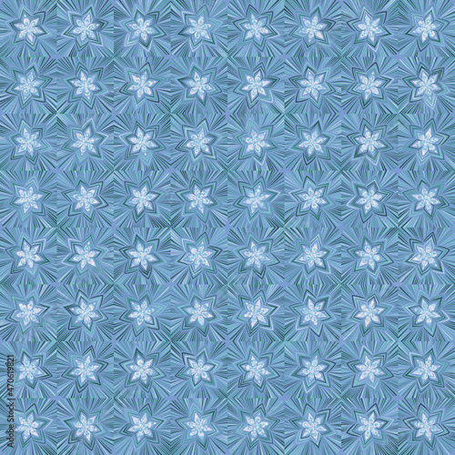 Seamless pattern consisting of snowflakes. Winter colors. Blue shades.