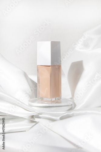 foundation primer cream lifestyle, cosmetic makeup bottle lotion product with beauty fashion skincare healthcare mockup