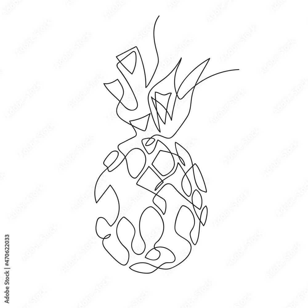 Vector image of pineapple. One line drawing. Tropical fruit. Vector image of pineapple. One line drawing. Tropical fruit.