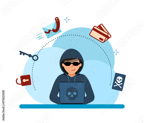 Hacker attack and web security concept. online scam and steal.