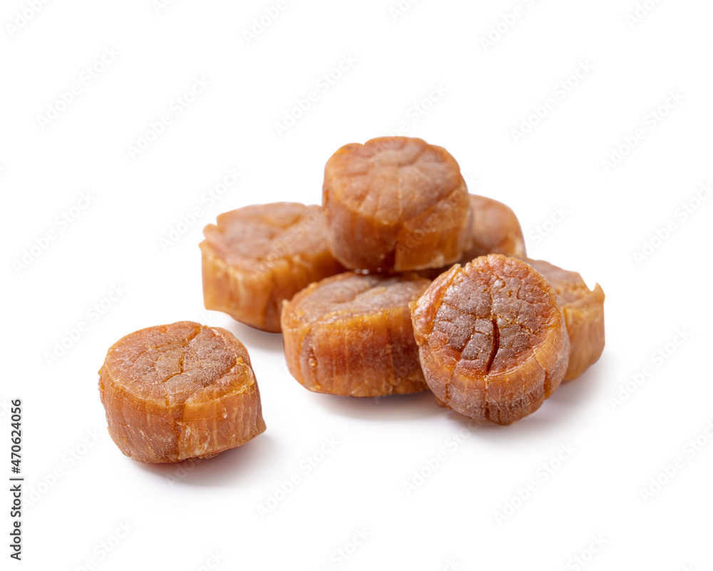 Dried scallop isolated on white background. Dried scallop isolated on white background.