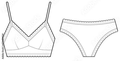 triangle lace bra and pantie set template