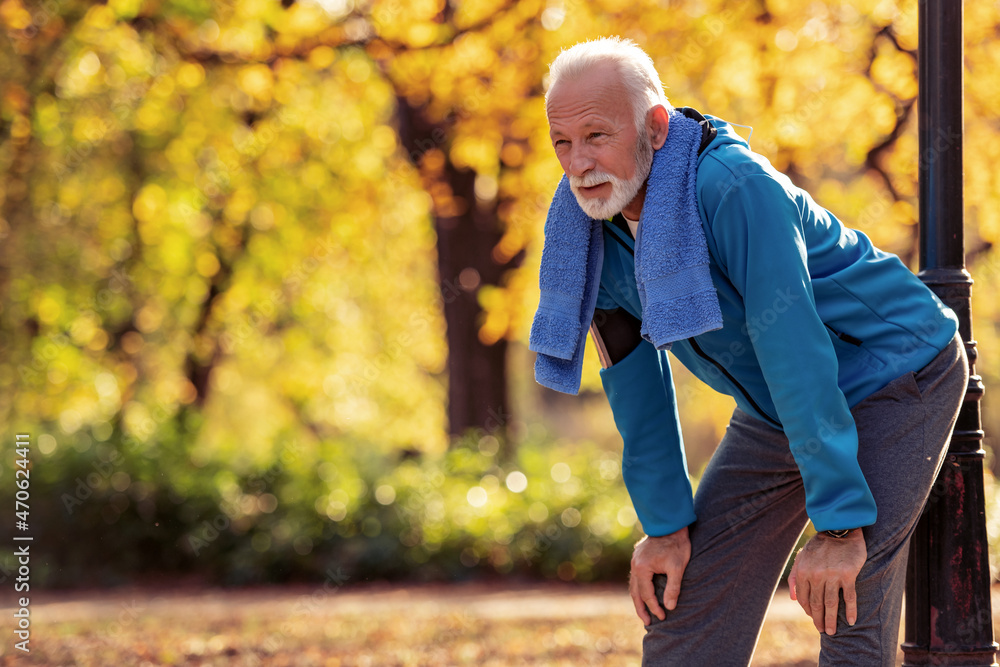 Senior man resting after excercise