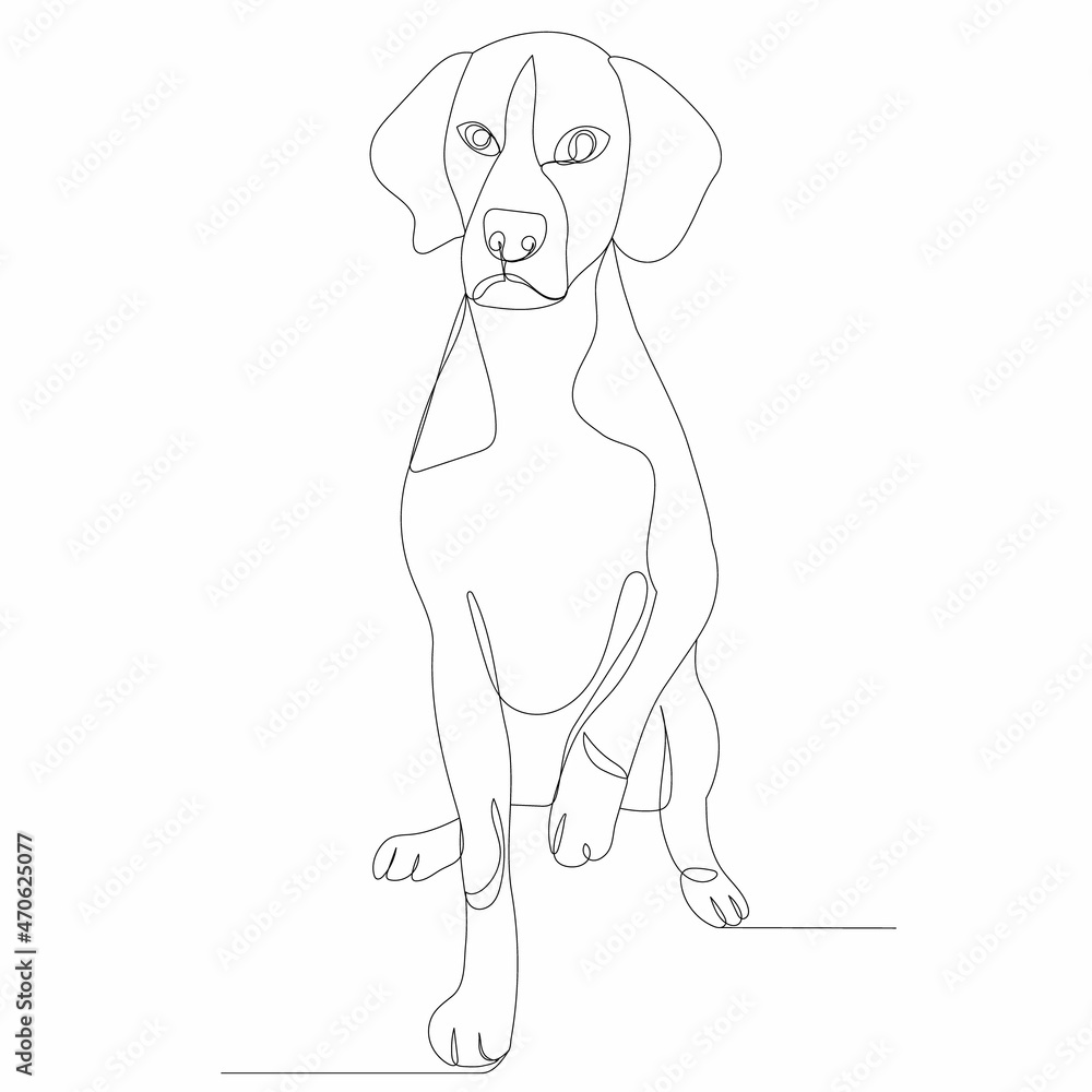 Fototapeta premium dog drawing by one continuous line, vector, isolated