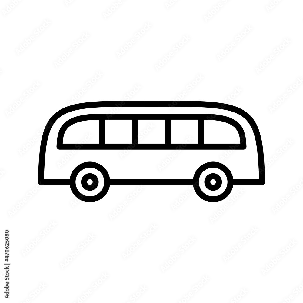 Hand drawn doodle cartoon bus. Vector black outline car icon on white background