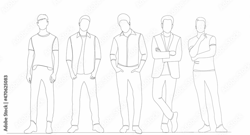 men drawing by one continuous line, vector men drawing by one continuous line, vector