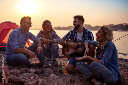 Group of friends having fun time together