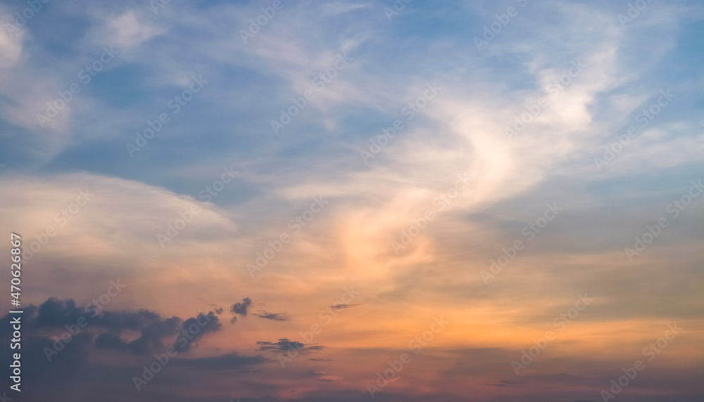 Beautiful sky with cloud. Nice sky with soft cloud for background. Twilight sky when sunset