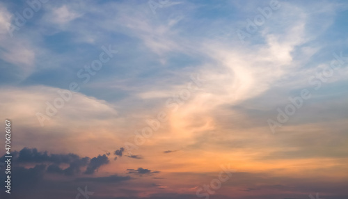 Beautiful sky with cloud. Nice sky with soft cloud for background. Twilight sky when sunset
