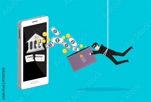 Hacker stealing confidential bank account data