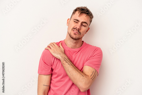 Young caucasian man isolated on white background having some great idea, concept of creativity.
