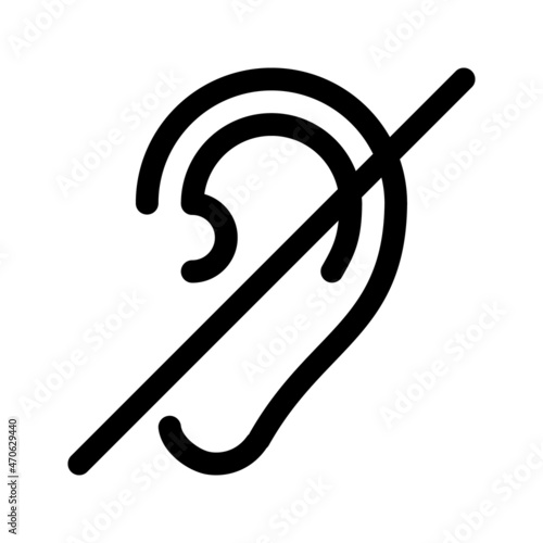 Hearing disability.No hear or mute, deaf ear.Deafness symbol. Deaf people sign. Line icon. Vector illustration