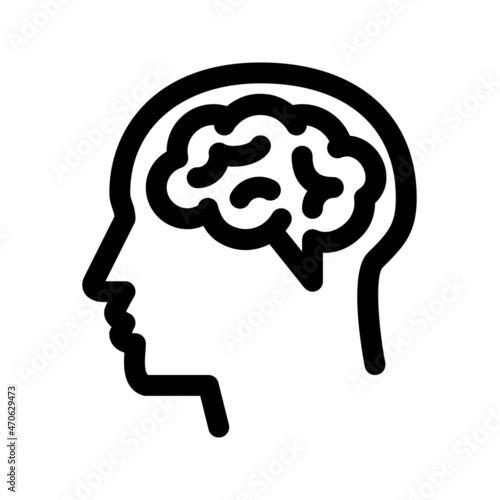 Head with brain line icon. Human head profile.Vector illustration