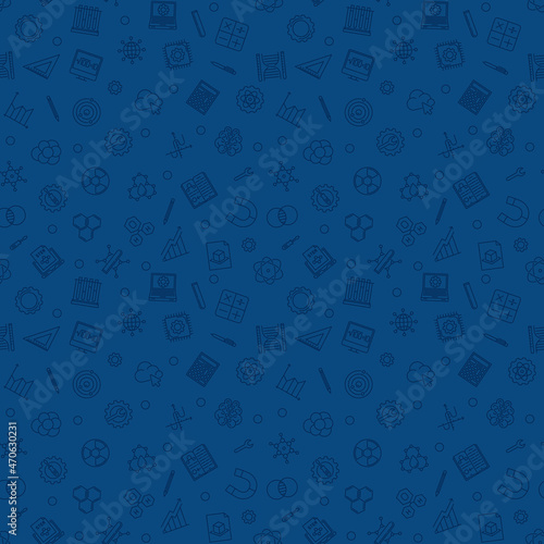 STEM vector concept blue seamless pattern or background
