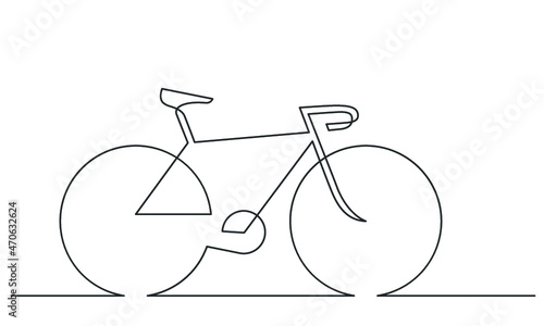 Continuous line drawing of classic bicycle on a white background. Sketch of bike a traditional transportation. Vector illustration.