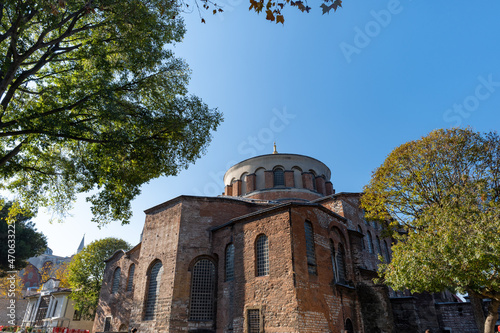 Hagia Irene, St. Irene Church of Istanbul, in Istanbul. The historic building of Hagia Irene Museum is located next to Topkapi Palace and a popular tourist sight. photo