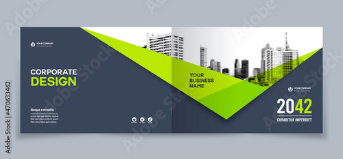 City Background Business Book Cover Design Template - Landscape Layout