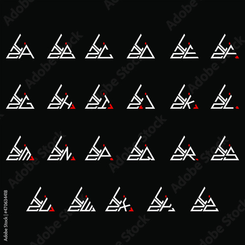 LZA to LZZ letter logo creative design, Multiple triple letter logo design
