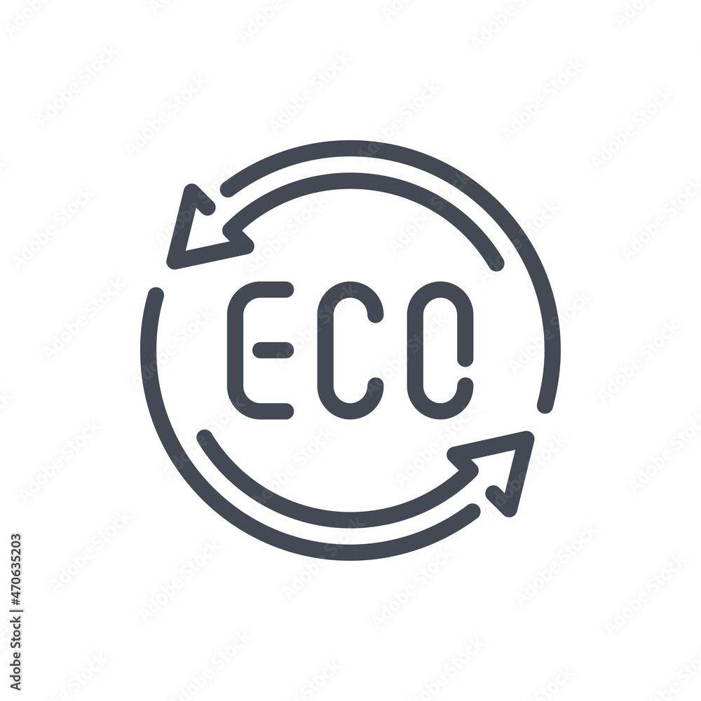 Eco recycling line icon. Biodegradable product vector outline sign. Eco recycling line icon. Biodegradable product vector outline sign.