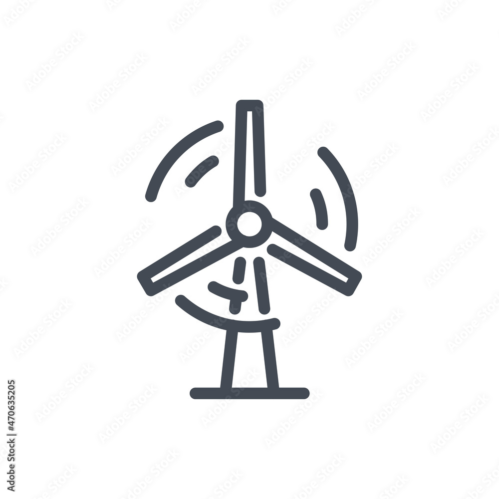 Wind turbine line icon. Wind power energy vector outline sign. Wind turbine line icon. Wind power energy vector outline sign.