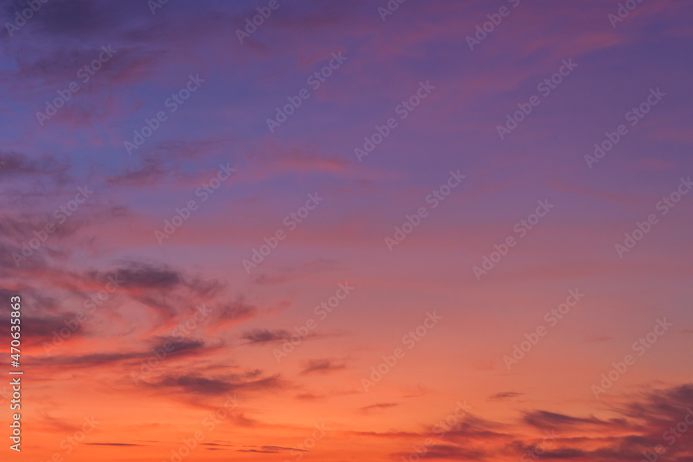sunset sky with clouds in the evening on twilight 