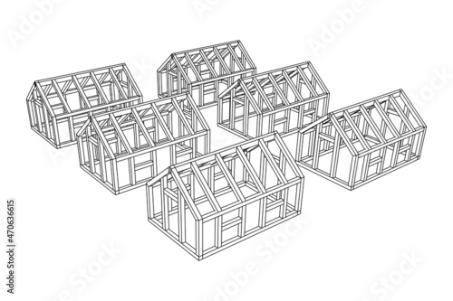 Greenhouse construction frame. Hothouse building object or framing house. Warm house Vector illustration. Glasshouse concept image