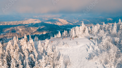 aerial view of trostyan mountain ukraine carpathian range photo