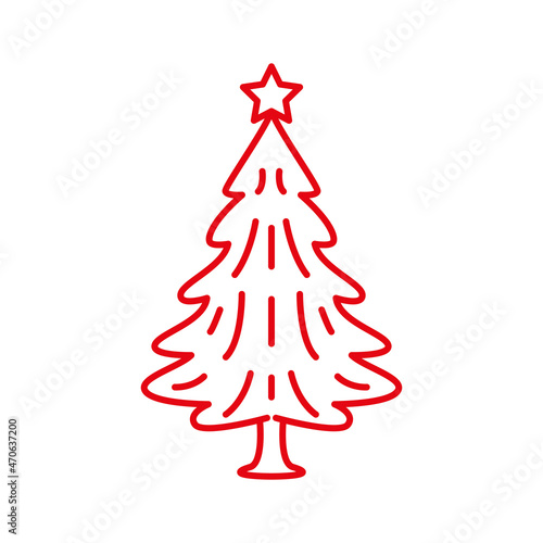 Modern line art vector chrismas tree illustration, for banner, social media, website, mobile app,
or printed design