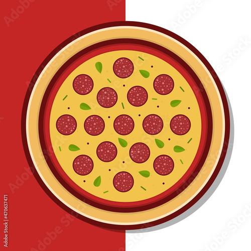 Peperoni Pizza Vector Icon Illustration. Peperoni Pizza Vector. Flat Cartoon Style Suitable for Web Landing Page, Banner, Flyer, Sticker, Wallpaper, Background