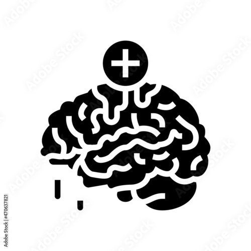 brain bleed stoppage glyph icon vector. brain bleed stoppage sign. isolated contour symbol black illustration