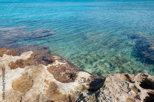 Rocks and Blue Water. Salento, South Italy