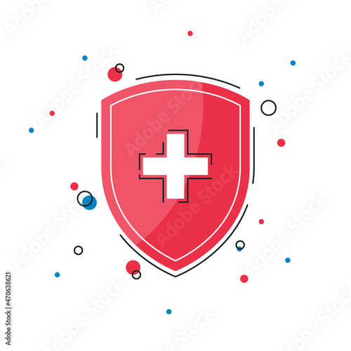 Immune shield concept in flat style, vector
