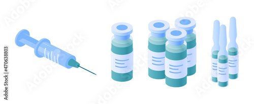 Vaccine concept in isometric view, vector image