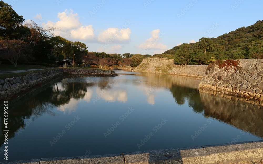 Shizuki-yama Mountain and the ruins of Hagi-jyo Castle in Hagi City in Yamaguchi Prefecture in Japan 日本の山口県萩市にある指月山と萩城址
