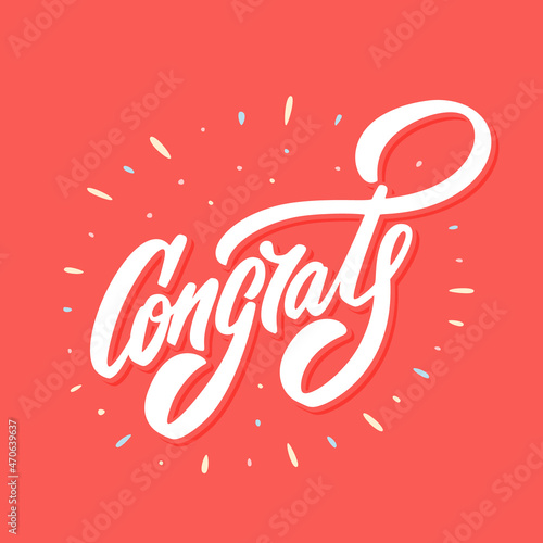 Congrats. Greeting card. Vector handwritten lettering.