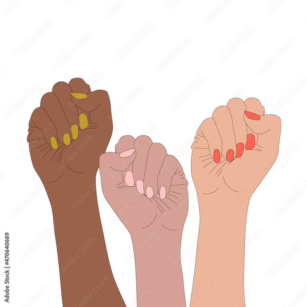 art: Fight for your rights concept, hands illustration, demonstration.