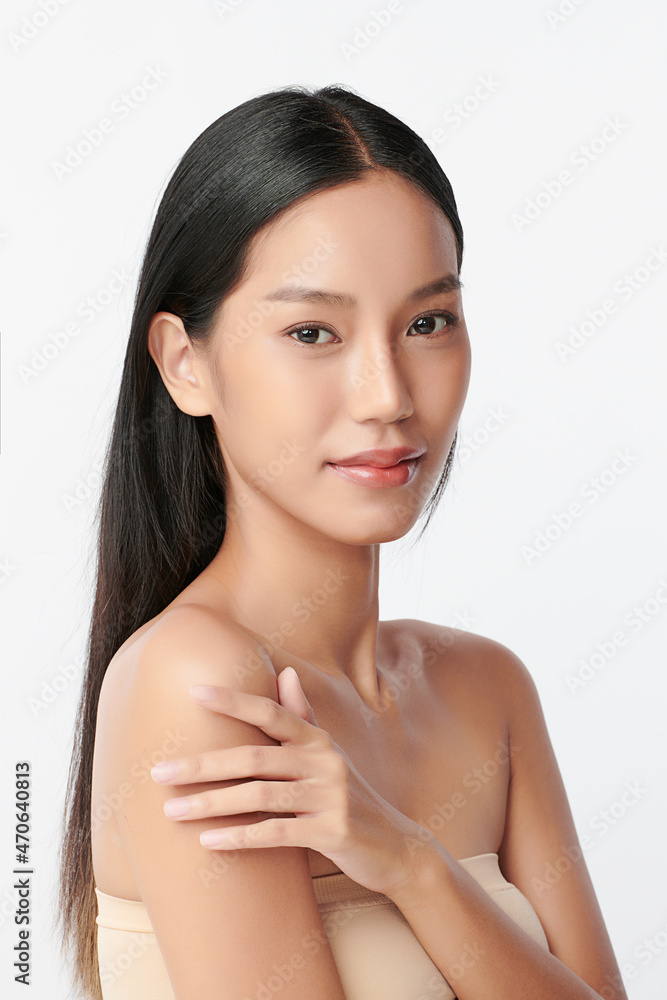 Beautiful young asian woman with clean fresh skin on white background, Face care, Facial treatment, Cosmetology, beauty and spa, Asian women portrait. Beautiful young asian woman with clean fresh skin on white background, Face care, Facial treatment, Cosmetology, beauty and spa, Asian women portrait.