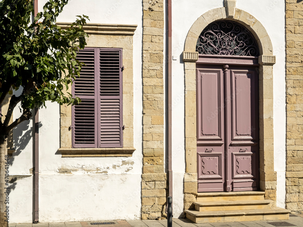 Fototapeta premium House wall with window and door 