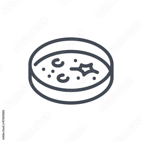 Petri dish with bacteria line icon. Laboratory experiment and glassware vector outline sign.