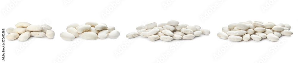 Set with uncooked beans on white background. Banner design Set with uncooked beans on white background. Banner design