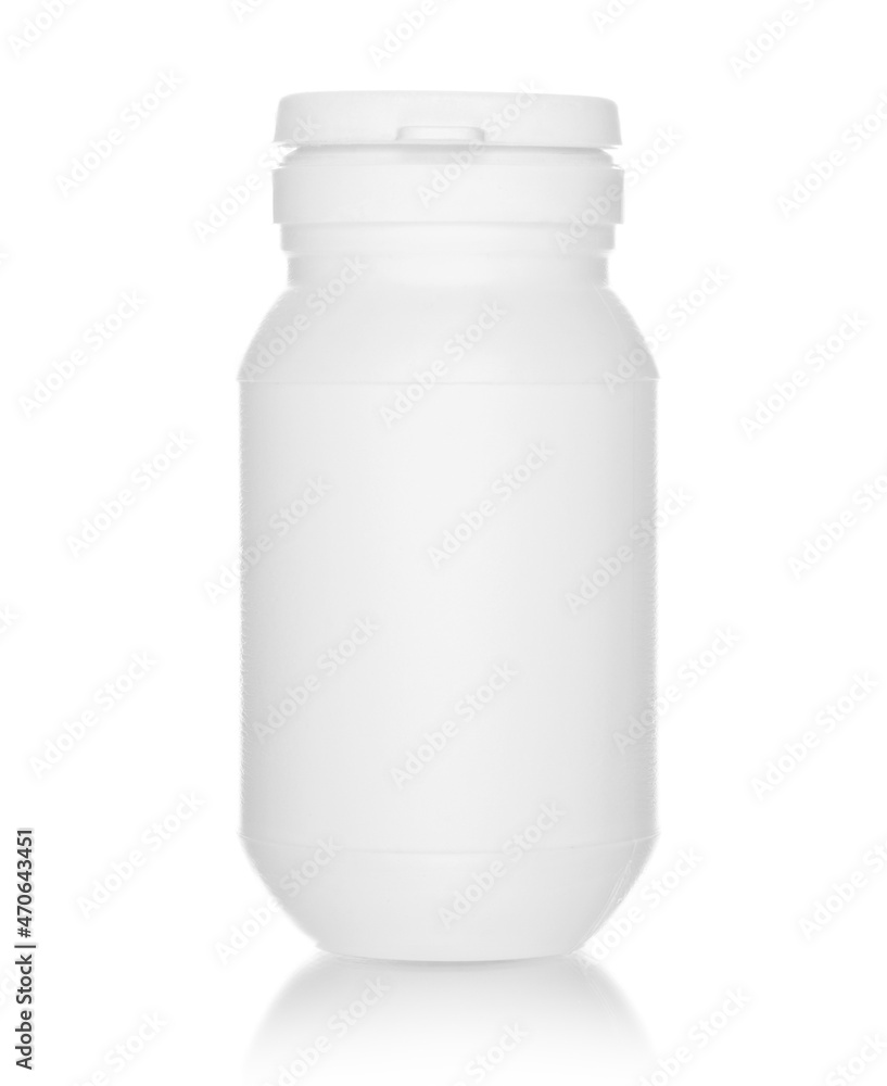 White medical bottle, isolated on white background White medical bottle, isolated on white background