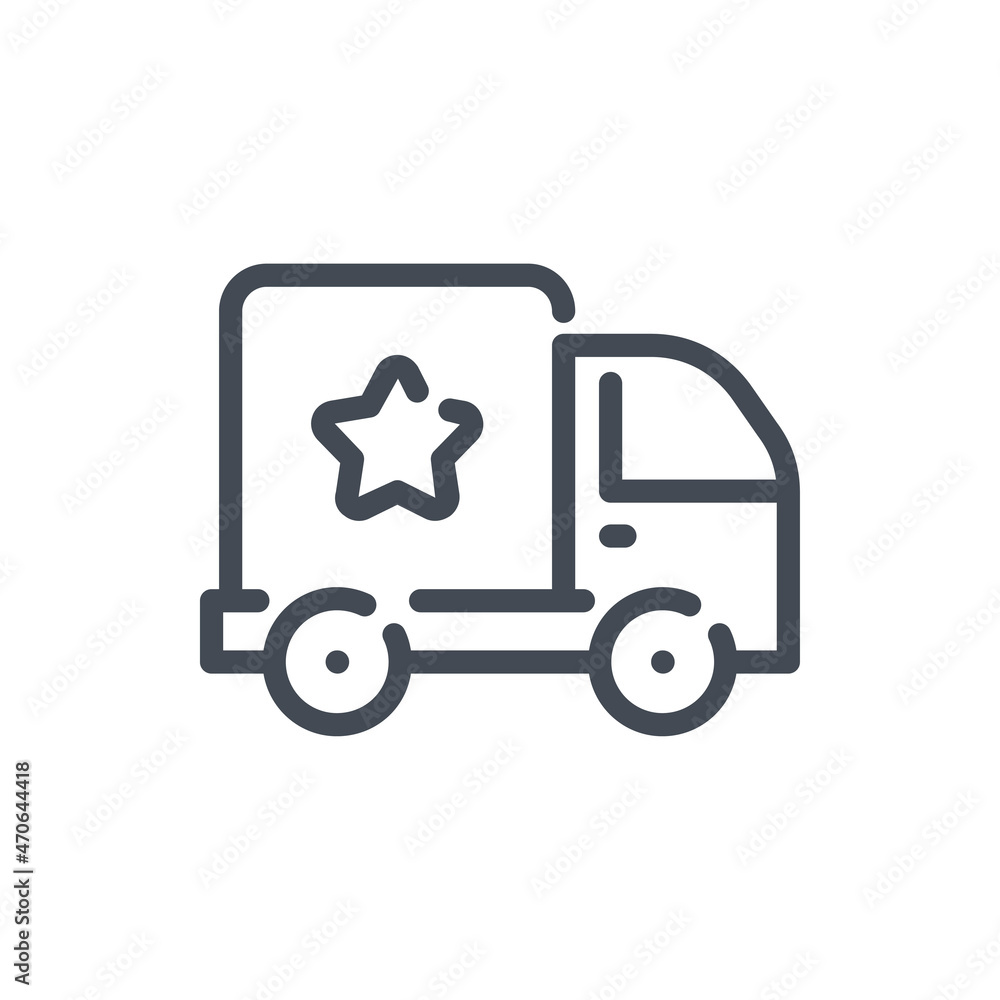 Delivery van line icon. Fast shipping truck vector outline sign.